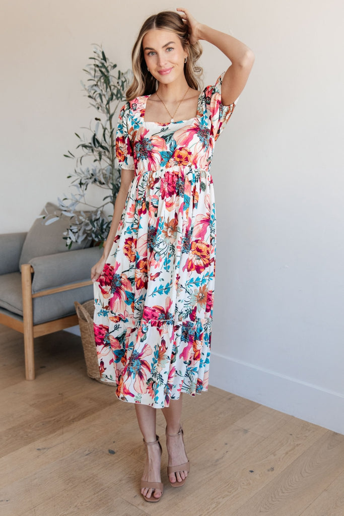 Let Me Frolic Balloon Sleeve Floral Dress - Molliee Boutique