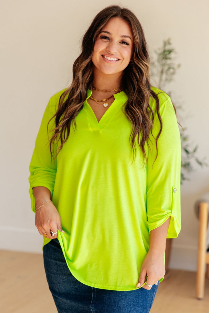 Lizzy Top in Neon Green - Molliee Boutique