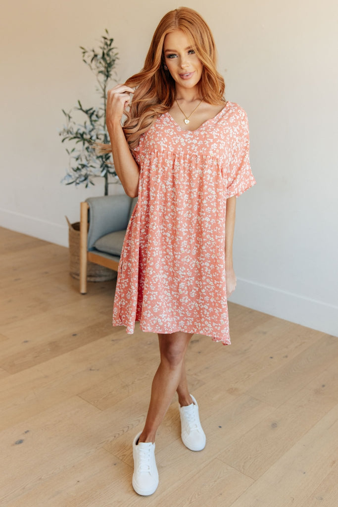 Rodeo Lights Dolman Sleeve Dress in Coral Floral - Molliee Boutique