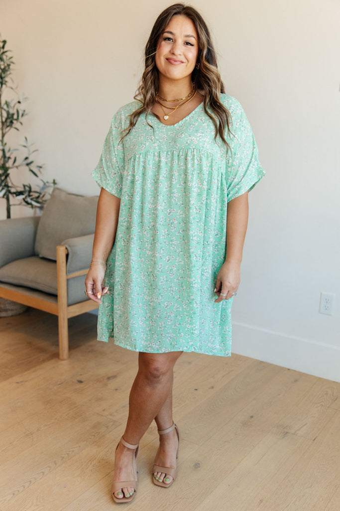 Rodeo Lights Dolman Sleeve Dress in Mint Floral - Molliee Boutique