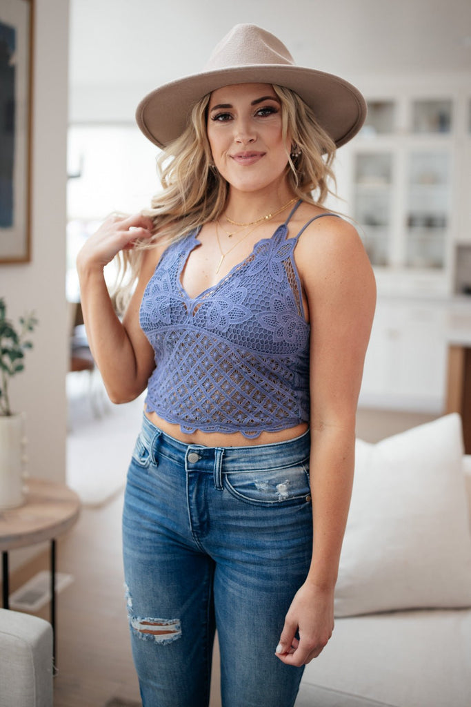 Wild And Free Crop Top in Dusty Blue - Molliee Boutique