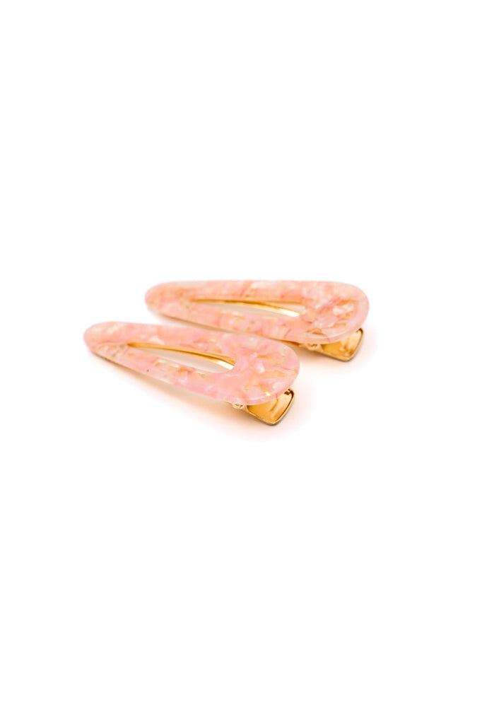 2 Pack Teardrop Hair Clip in Pink Shell - Molliee Boutique