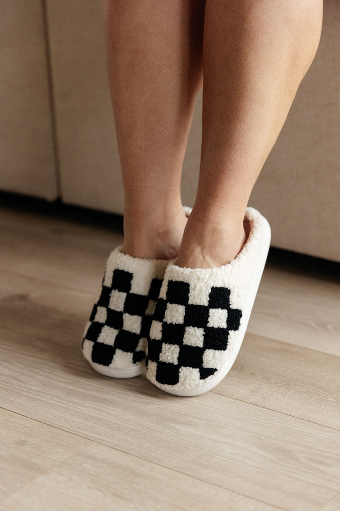 Checked Out Slippers in Black - Molliee Boutique