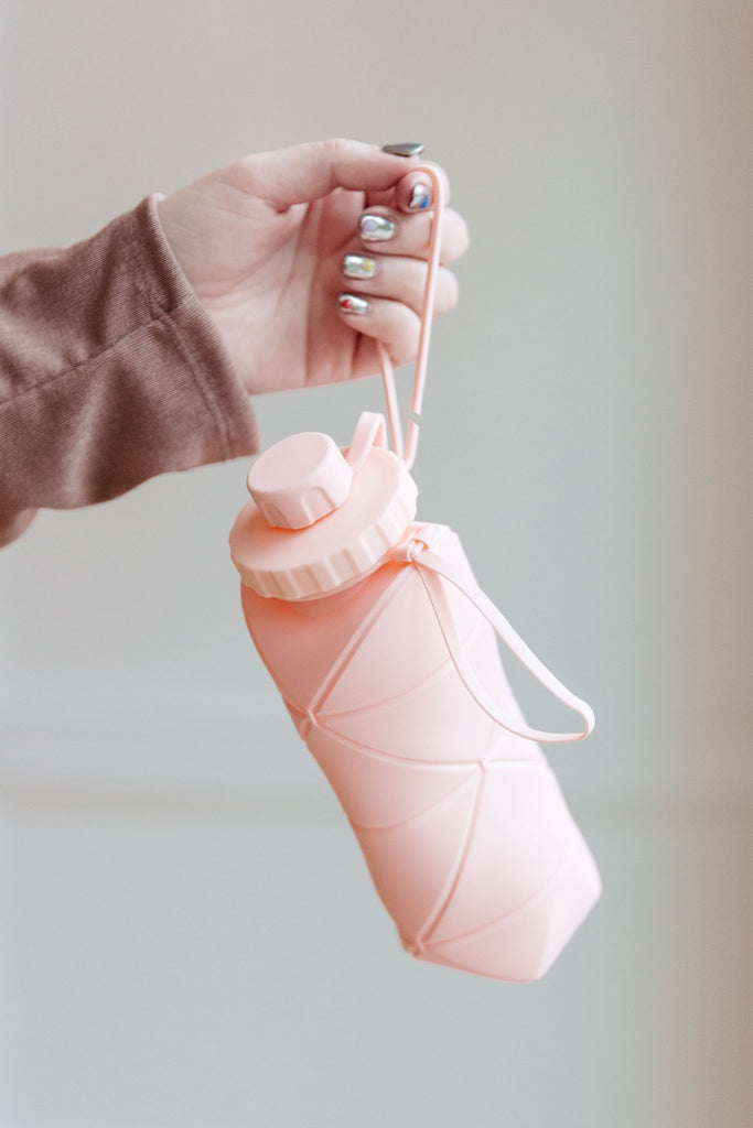 Collapsing Silicon Water Bottle in Diamond Pink - Molliee Boutique