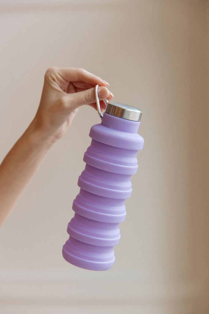 Collapsing Silicon Water Bottle in Purple - Molliee Boutique