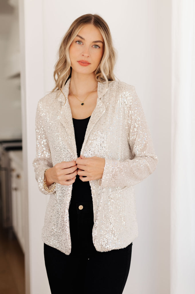 I Know You're Busy Sequin Blazer - Molliee Boutique