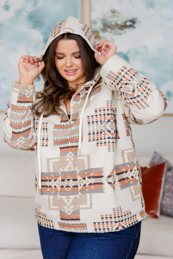 Just Going For It Aztec Hoodie - Molliee Boutique