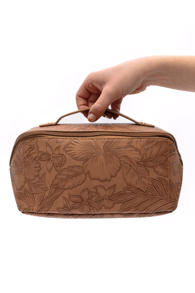 Life In Luxury Large Capacity Cosmetic Bag in Tan - Molliee Boutique