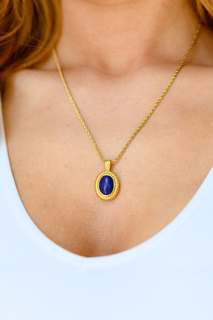 Lovely Lapis Lazuli Pendent Necklace - Molliee Boutique