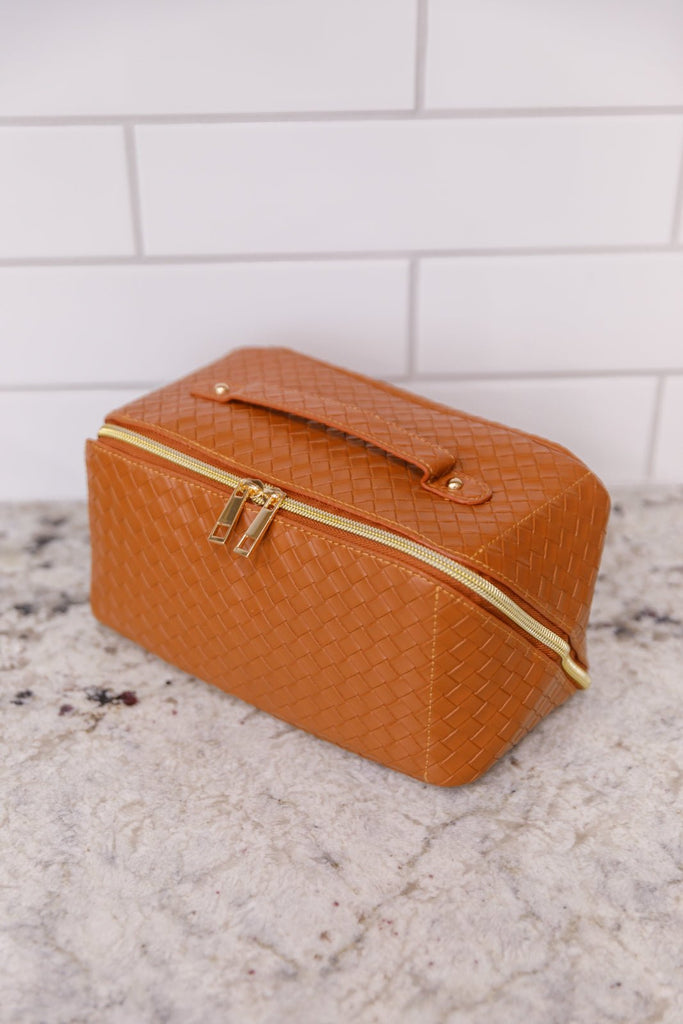 New Dawn Large Capacity Cosmetic Bag in Cognac - Molliee Boutique