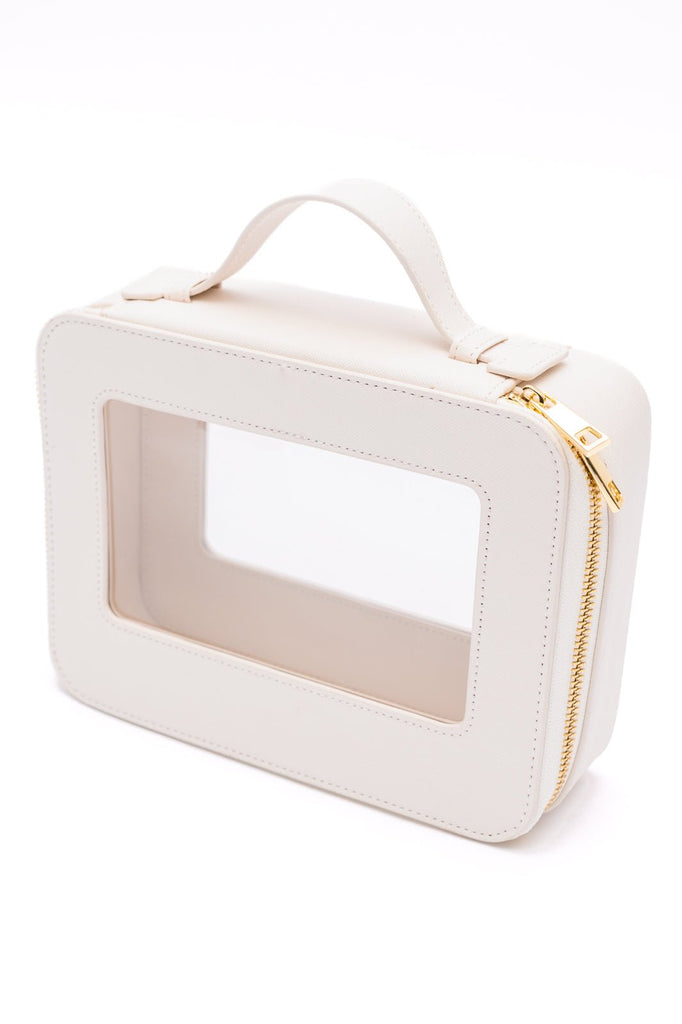 PU Leather Travel Cosmetic Case in Cream - Molliee Boutique