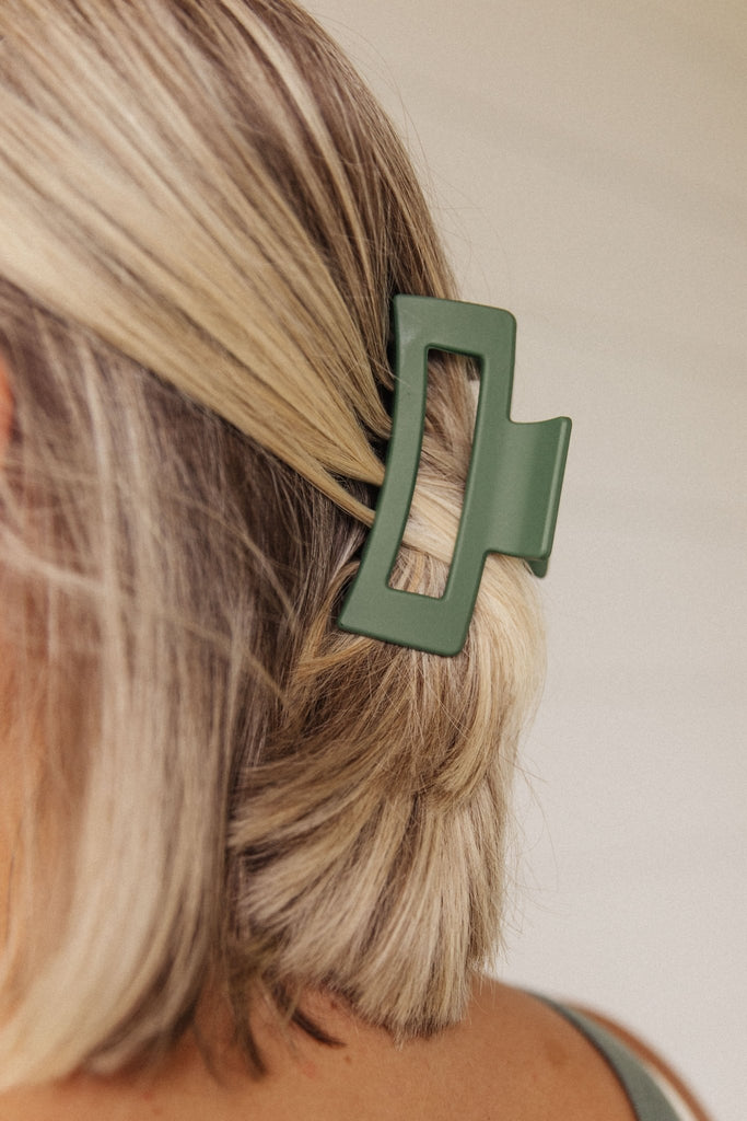 Rectangle Claw Clip in Matte Moss - Molliee Boutique