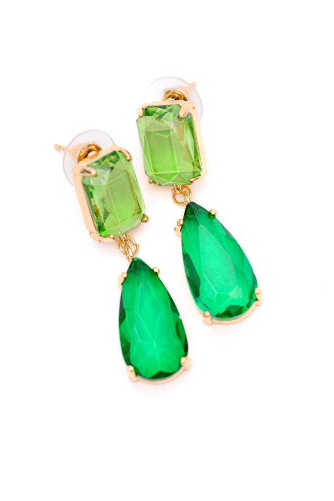 Sparkly Spirit Drop Crystal Earrings in Green - Molliee Boutique
