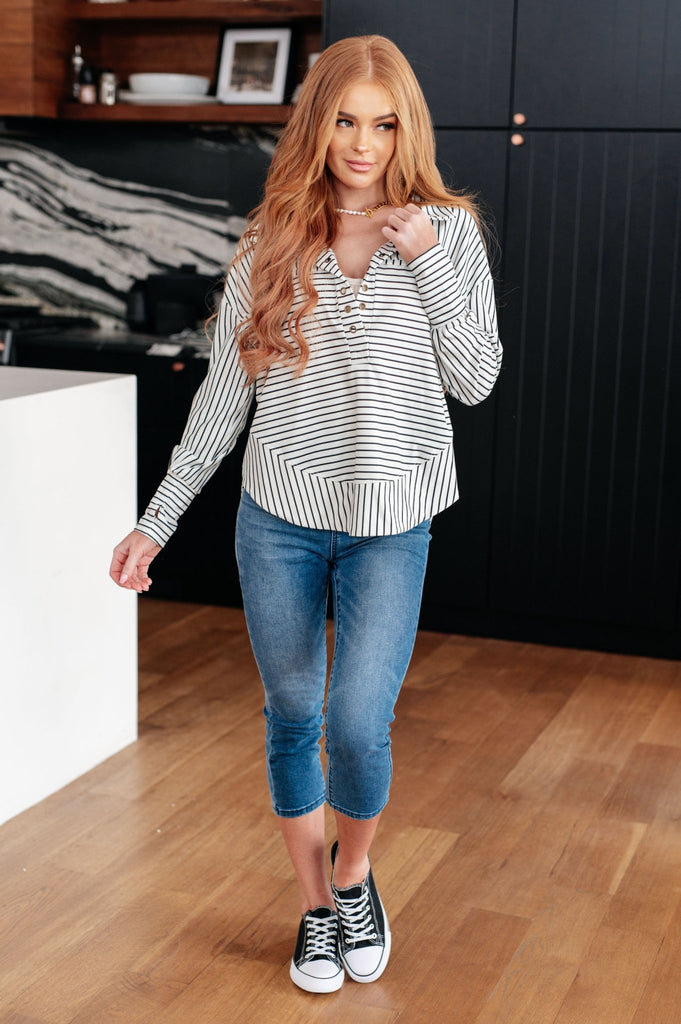 Striped Serendipity Pullover - Molliee Boutique