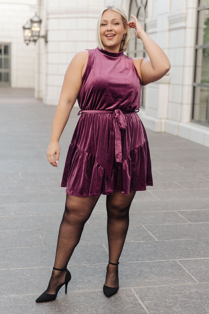 Tied In A Bow Velvet Dress - Molliee Boutique