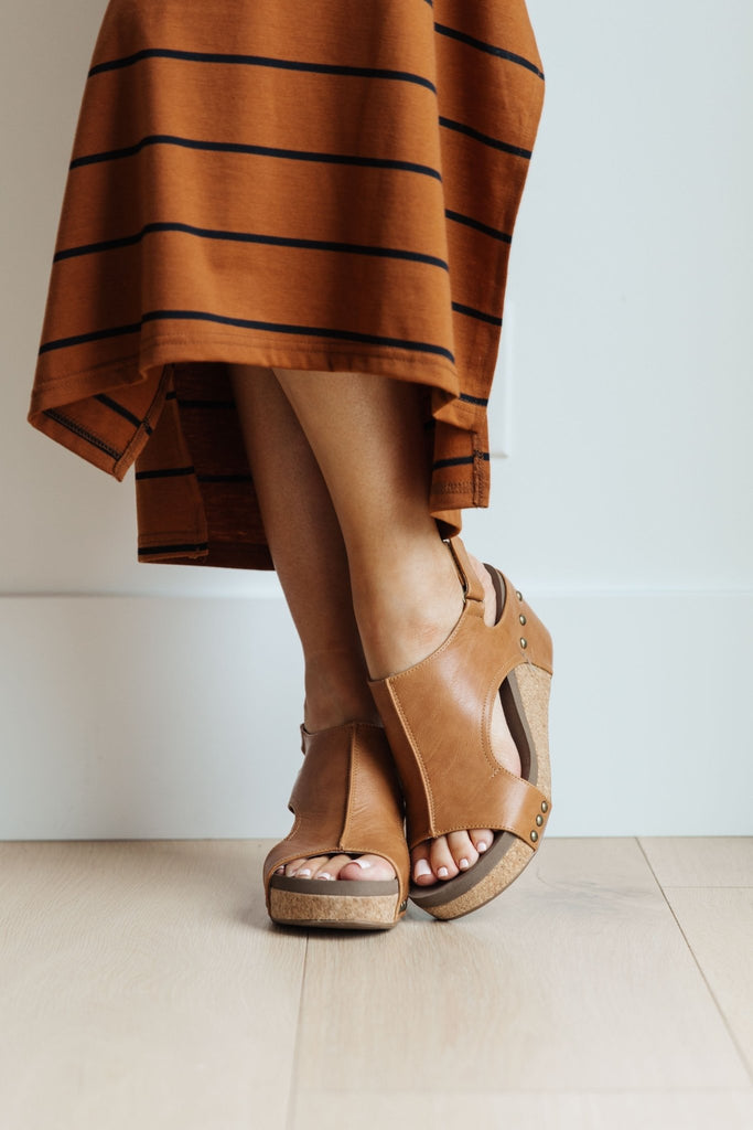 Walk This Way Wedge Sandals in Cognac - Molliee Boutique